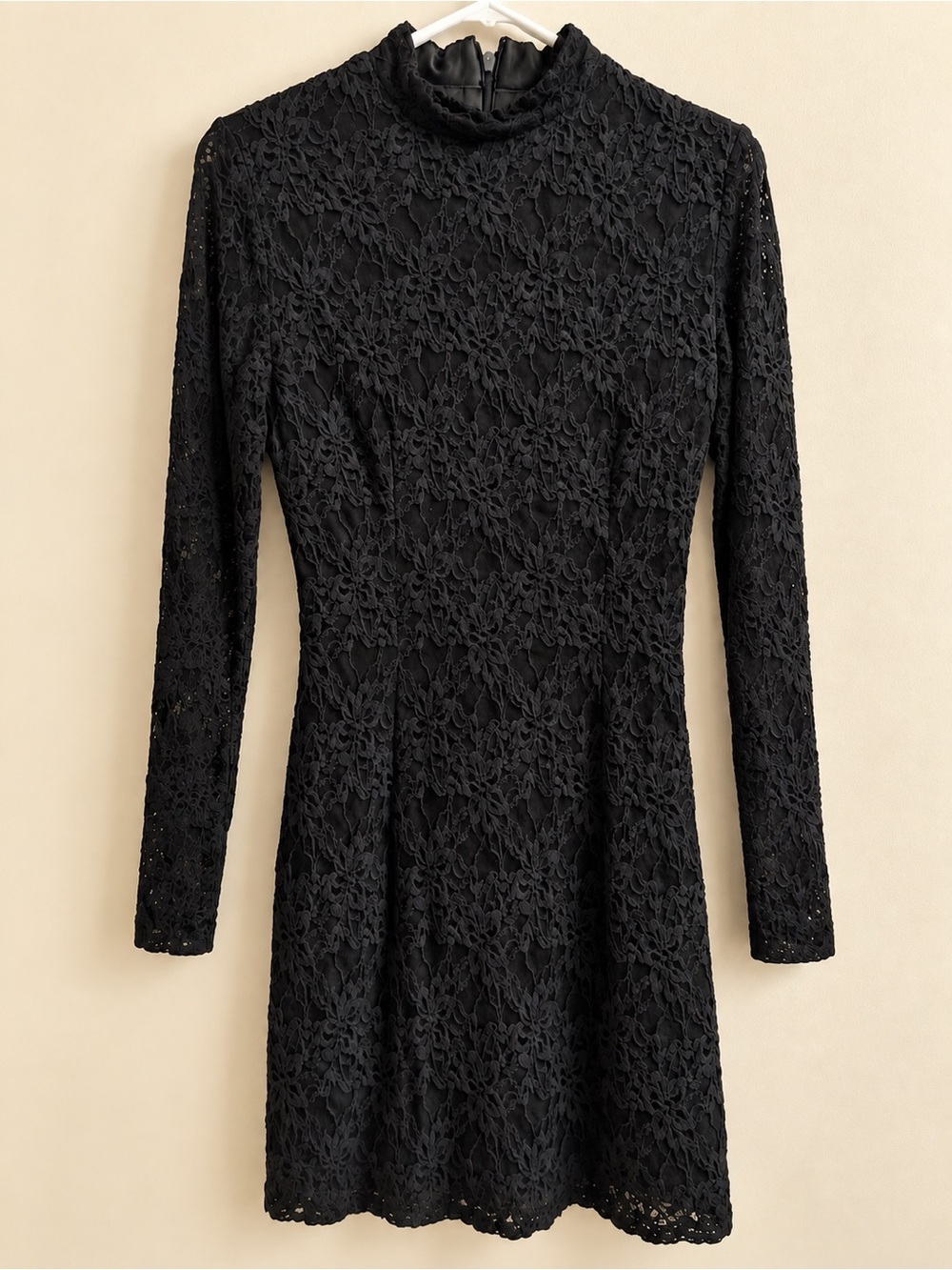 Bardot Black Floral Lace Long Sleeve High Neck Dress Size M / US 6